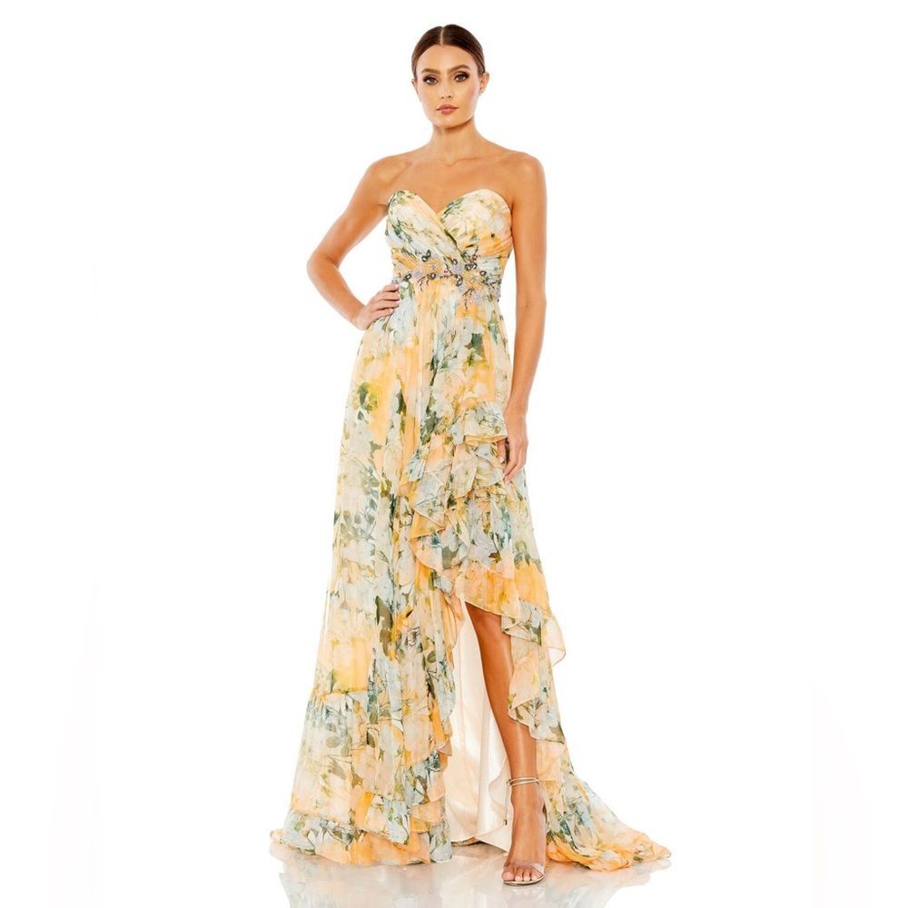 Ieena for Mac Duggal 68117 Ruffle Skirt Strapless Dress Size 10